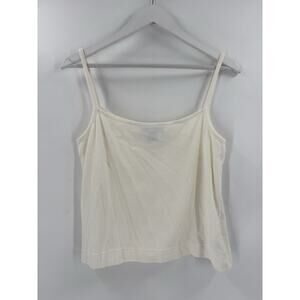 Vintage Ellen Tracy Tank Top Womens Large Ivory White 100% Cotton Sheer Knit